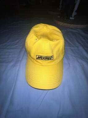Krooked Skateboarding Script Logo Dad Cap Hat - Yellow